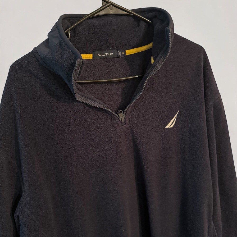 Nautica Men's XL Blue Fleece Pullover Jacket 1/4 Zip Long Sleeve Pre-owned - Picture 3 of 4